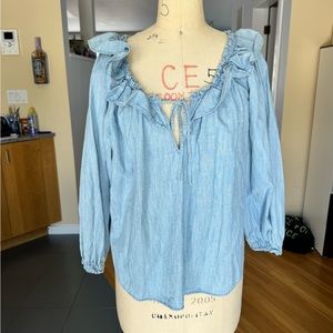 Free People Blue Peasant Blouse